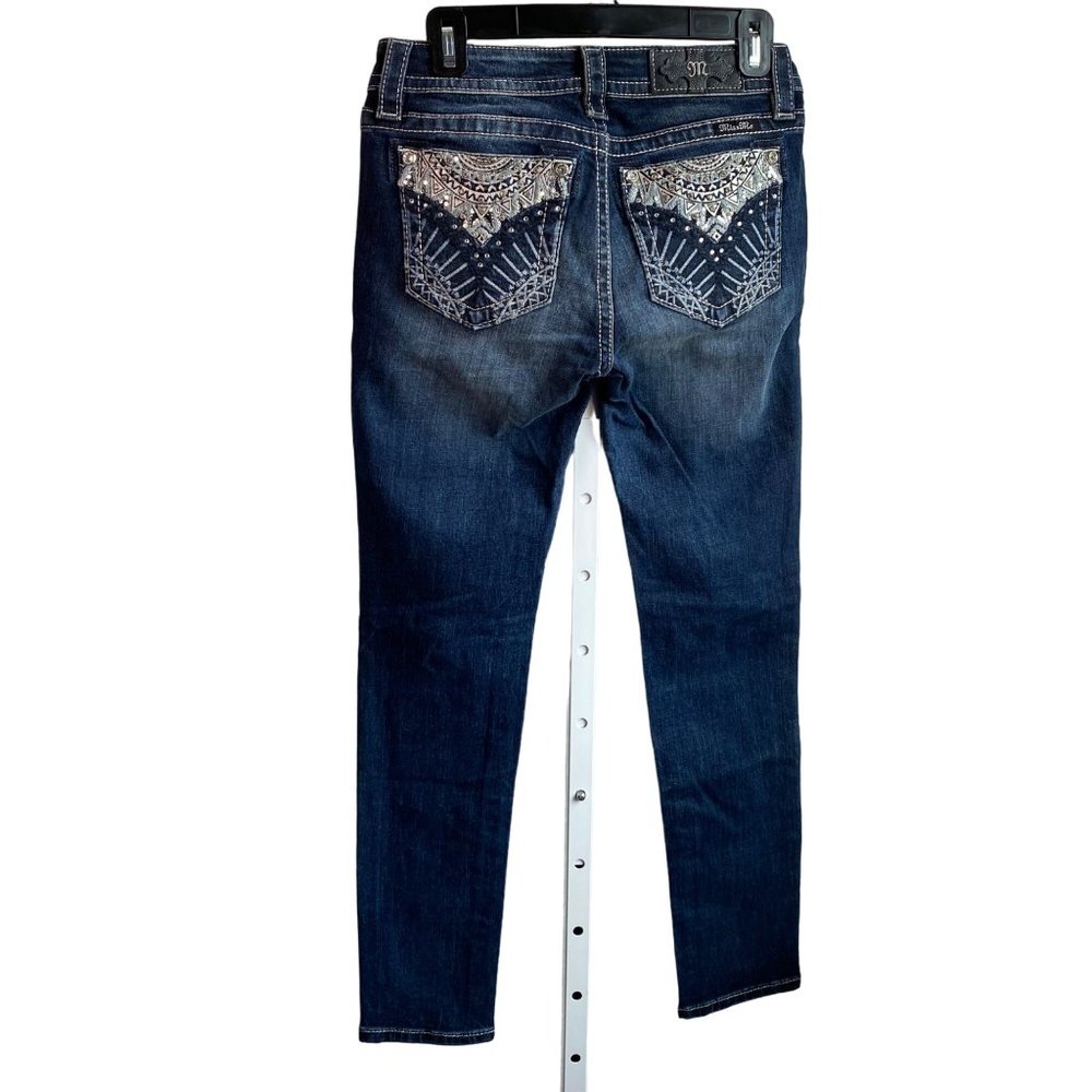 New Women's Jeans Sz 26 skinny cut Denim Embellished Pockets no size tag Miss Me - Picture 8 of 13